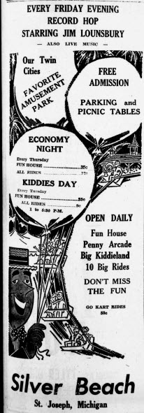Silver Beach Amusement Park - 22 June 1962 Ad